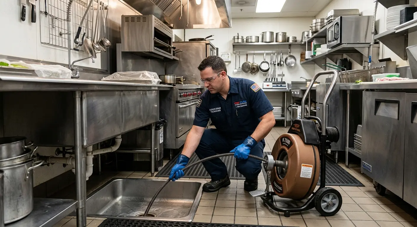 Commercial drain cleaning service in a restaurant kitchen in Palatka